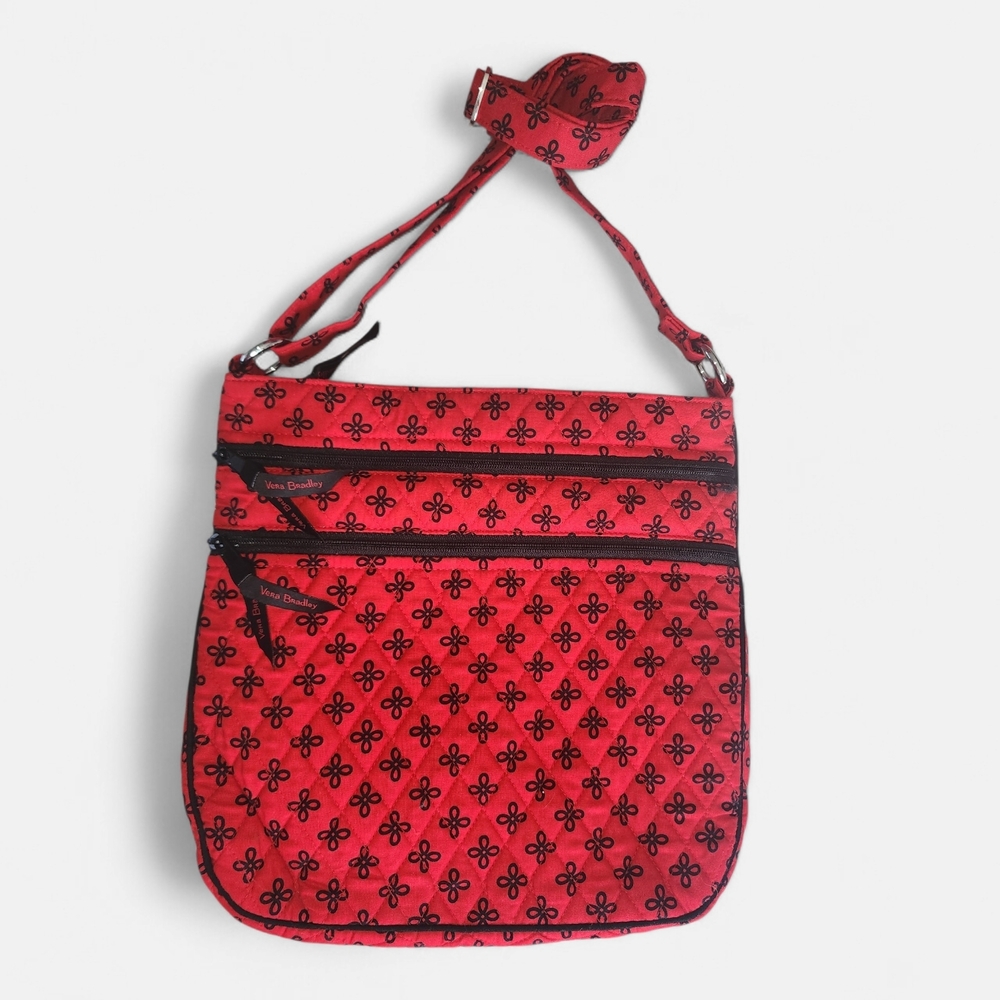 Vera Bradley Red & Black Quilted Crossbody Bag | Adjustable Strap| NWOT